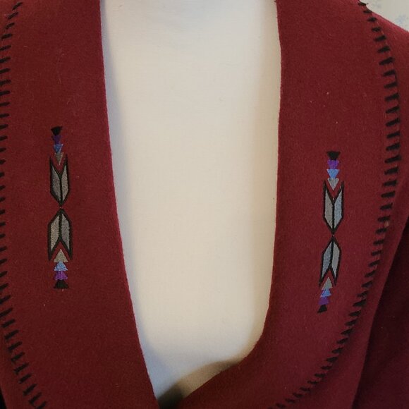 MIDWESTERN GARMENT CO VINTAGE  90'S RED SOUTHWESTERN BLAZER (SMALL) - Picture 2 of 9